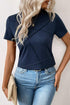 Modern Asymmetric Panel Geometric Seamed Short Sleeve Top